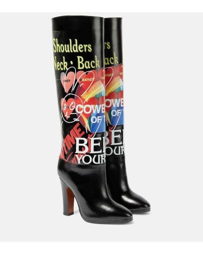 Vivienne Westwood Midas Printed Leather Knee-high Boots - Red