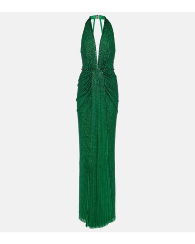 Jenny Packham Zooey Sequined Gown - Green