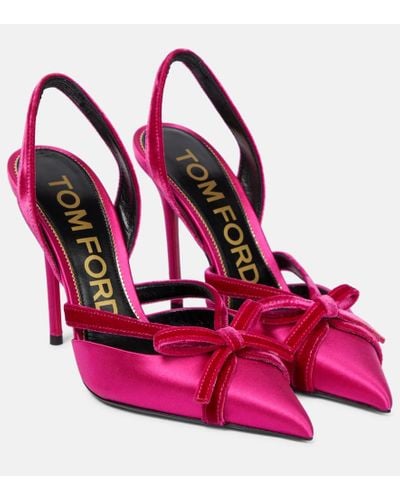 Tom Ford Satin And Velvet Slingback Pumps - Pink