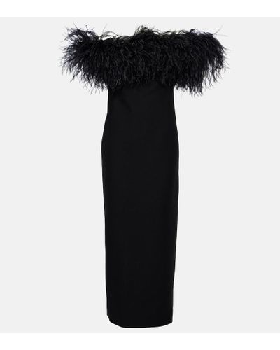 Valentino Vestido de fiesta de Crepe Couture con plumas - Negro