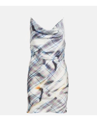 Y. Project Vestido corto de saten con tirantes transparentes - Azul
