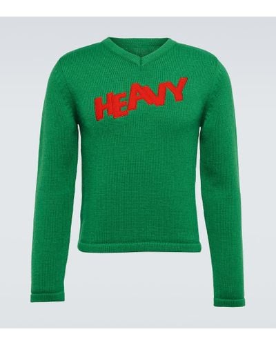 ERL Embroidered Wool-blend Sweater - Green
