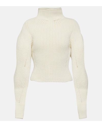 Alaïa Ribbed-knit Wool-blend Sweater - White