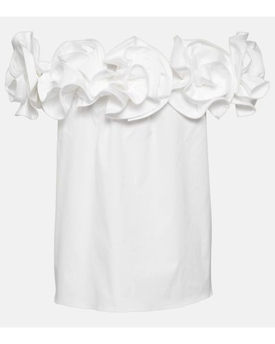 Carolina Herrera Off-the-shoulder Appliquéd Cotton-blend Top - White