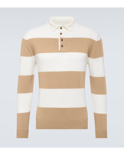 Allude Wool And Cashmere Polo Jumper - White
