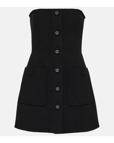 Gucci Vestido corto de mezcla de lana - Negro