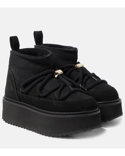Inuikii Shearling-trimmed Leather Ankle Boots - Black