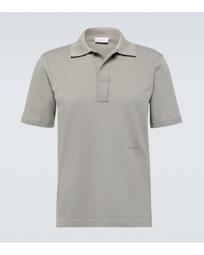 Lanvin Cotton Pique Polo Shirt - Gray