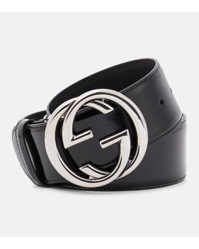 Gucci Interlocking G Leather Belt - Black