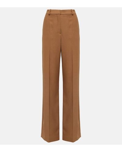 Stella McCartney Pantalones anchos de lana de tiro alto - Marrón