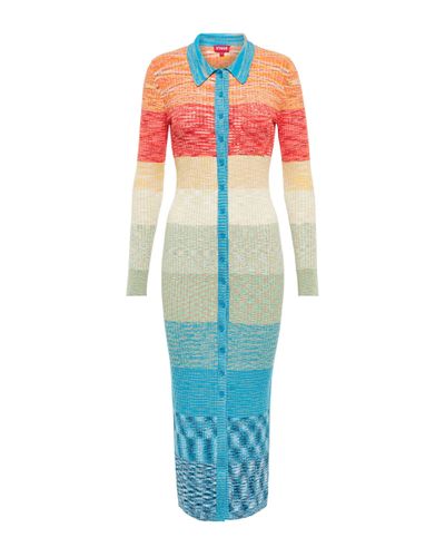 STAUD Napa Ribbed-knit Midi Dress - Multicolor