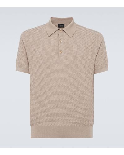 Brioni Cotton, Silk And Cashmere Polo Shirt - Natural