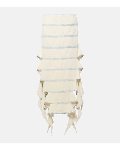 Y. Project Bug Asymmetric Denim Midi Skirt - Natural