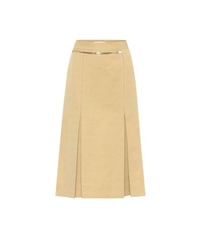Victoria Beckham Belted Linen And Cotton Midi Skirt - Natural