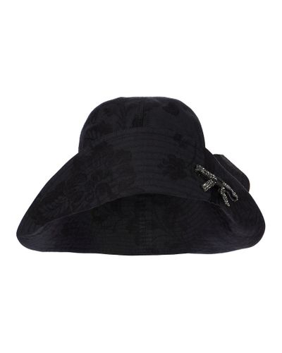 Erdem Verzierter Hut aus Baumwolle - Schwarz