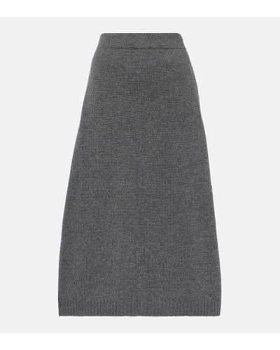 Brunello Cucinelli Wool And Silk Blend Midi Skirt - Gray