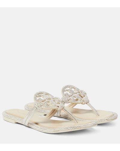 Tory Burch Miller Crystal-embellished Thong Sandals - White
