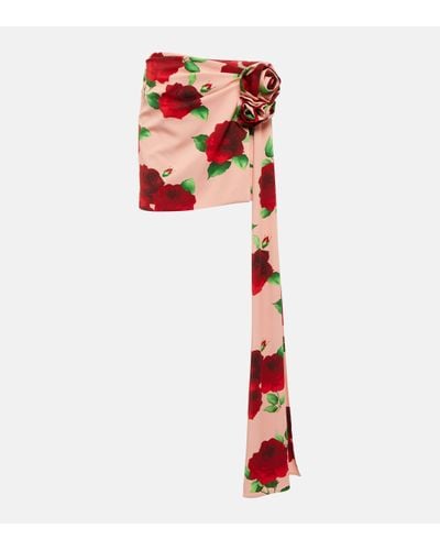 Magda Butrym Floral Jersey Sash Miniskirt - Red