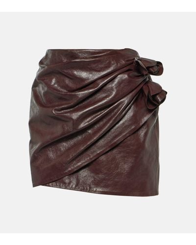 Magda Butrym Floral-applique Leather Miniskirt - Brown