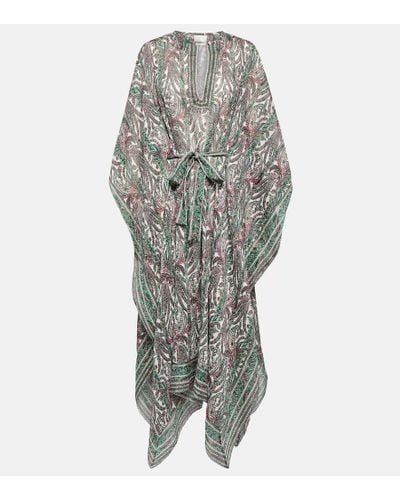 Isabel Marant Vestido largo de algodon y seda floral - Gris