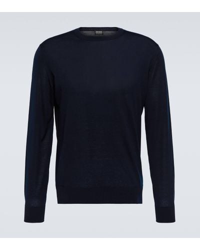 Zegna Ribbed-knit Wool Jumper - Blue