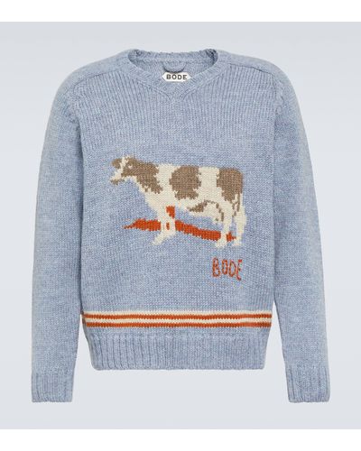 Bode Cattle Wool Jumper - Blue