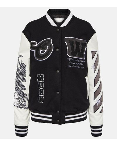 Off-White c/o Virgil Abloh College Wool-blend Varsity Jacket - Black