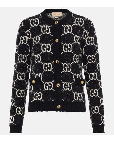 Gucci Cardigan GG en jacquard de coton melange - Noir