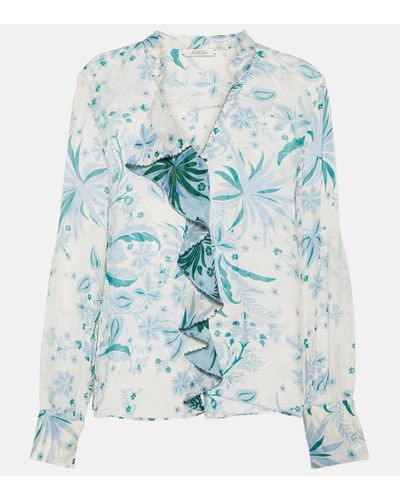 Dorothee Schumacher Blusa Blooming Blend con ruches e stampa