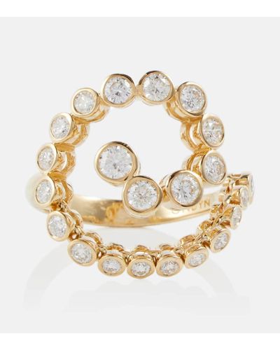 ONDYN Ring Spiralis aus 14kt Gelbgold mit Diamanten - Mettallic