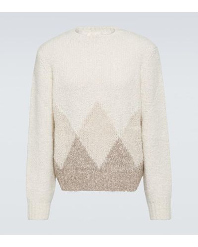 Loro Piana Argyle Cashmere Sweater - White