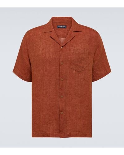 Frescobol Carioca Angelo Linen Bowling Shirt - Orange