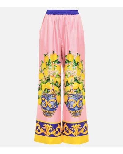 Dolce & Gabbana Pantalon ample imprime en soie - Multicolore