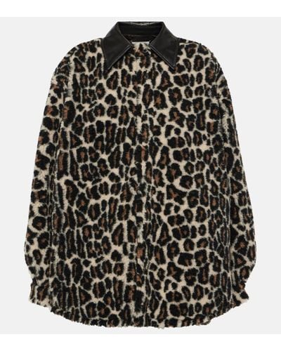 Maison Margiela Leopard-print Faux Fur Shirt - Black