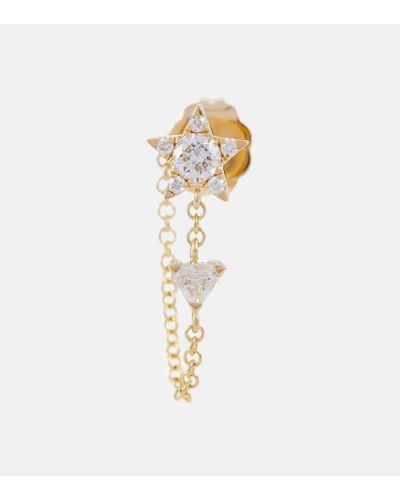 Maria Tash Orecchino singolo Flower Chain in oro 18kt con diamanti - Metallizzato