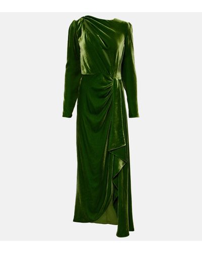 Costarellos Robe longue Varisa en velours - Vert