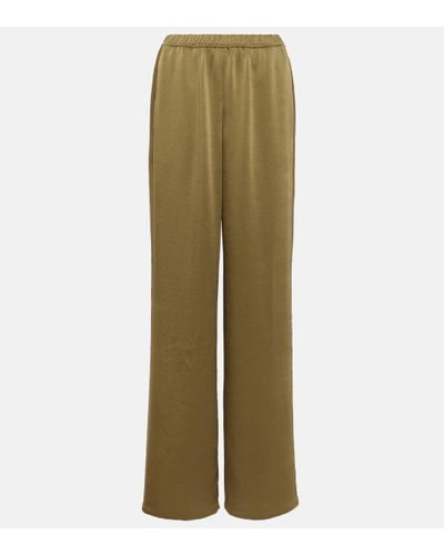 Vince Low-rise Satin Wide-leg Trousers - Green