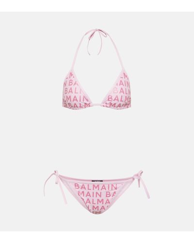 Balmain Glitter Logo Bikini - Pink