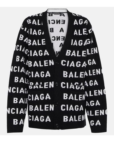 Balenciaga Cardigan mit Intarsien-Logo - Schwarz