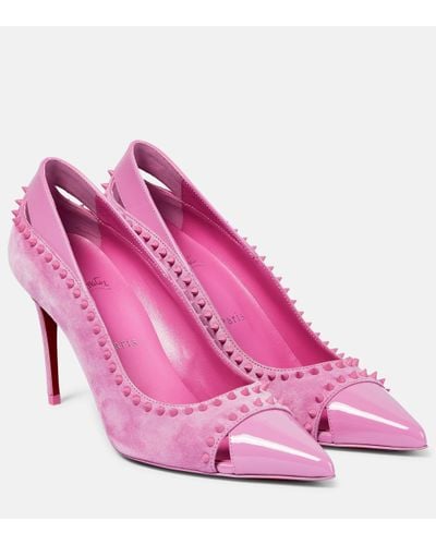Christian Louboutin Duvette Spikes 85 Suede Court Shoes - Pink