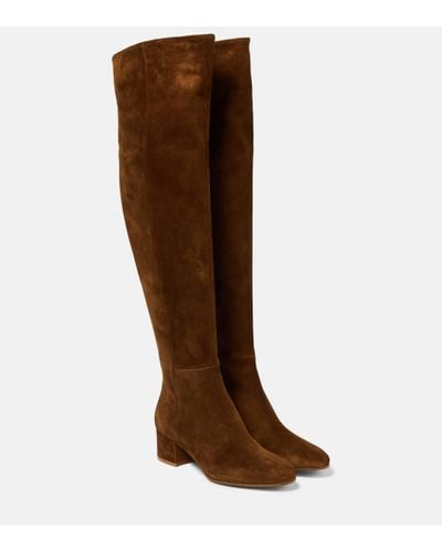 Gianvito Rossi Rolling Suede Over-the Knee Boots - Brown