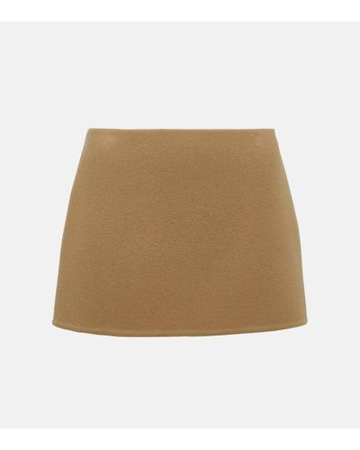 Prada Wool Velour Miniskirt - Natural