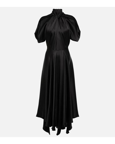 Stella McCartney Draped Satin Midi Dress - Black