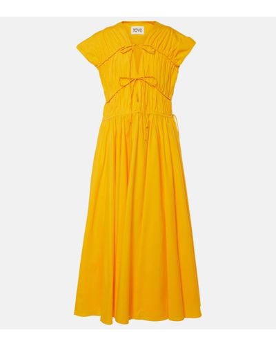 TOVE Ceres Gathered Cotton Midi Dress - Yellow