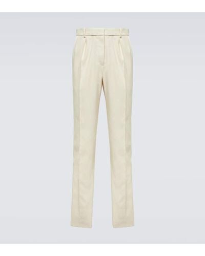 Saint Laurent Pantalones de esmoquin en seda - Neutro