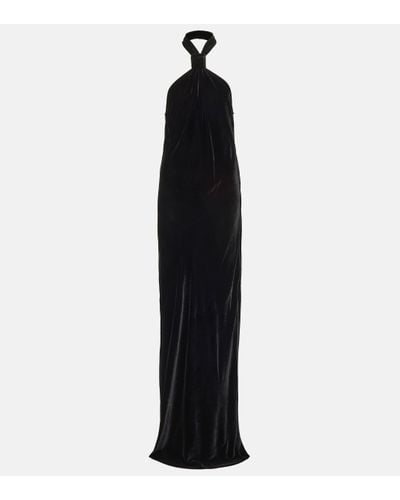 Ann Demeulemeester Robe longue en velours - Noir