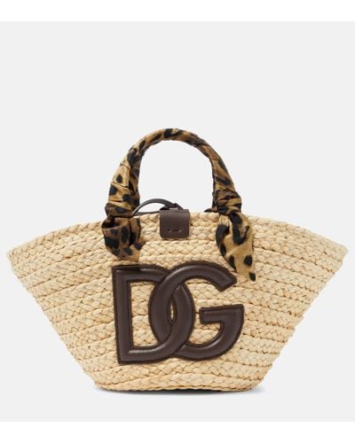 Dolce & Gabbana Kendra Small Straw Basket Bag - Metallic