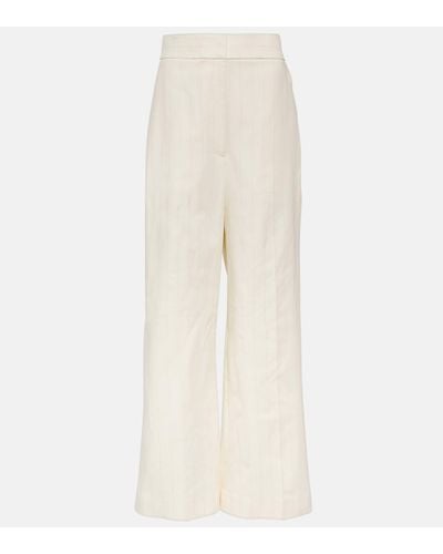 Khaite Banton Low-rise Cotton Wide-leg Trousers - White