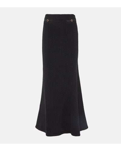 Alessandra Rich Checked Tweed Maxi Skirt - Black