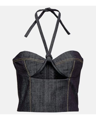 The Mannei Bustier Aspos in denim con cut-out - Nero